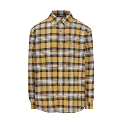 Burberry FW22 Yellow Checkered Logo Embroidered Button-Down Shirt. 80610551