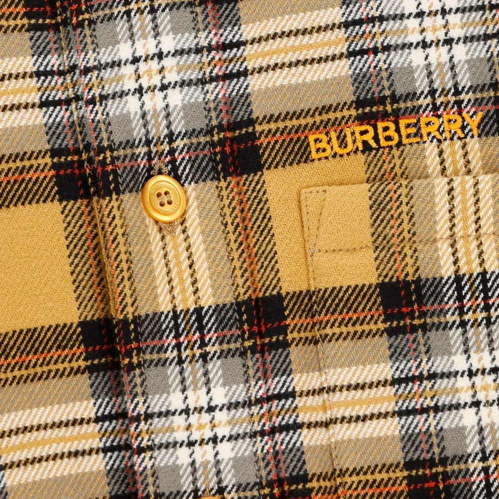 Purchase Burberry FW22  Yellow Checkered Logo Embroidered Button-Down Shirt. 80610551