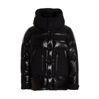 Burberry FW22 Alphabet Logo Print Hooded Down Jacket Black Outerwear. 80606621