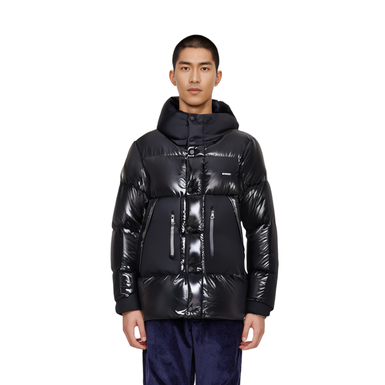 Shop Burberry FW22 Alphabet Logo Print Hooded Down Jacket Black  Outerwear. 80606621
