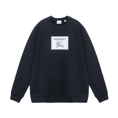 Burberry FW22 Black Embroidered Horse Logo Crewneck Sweatshirt . 80644021
