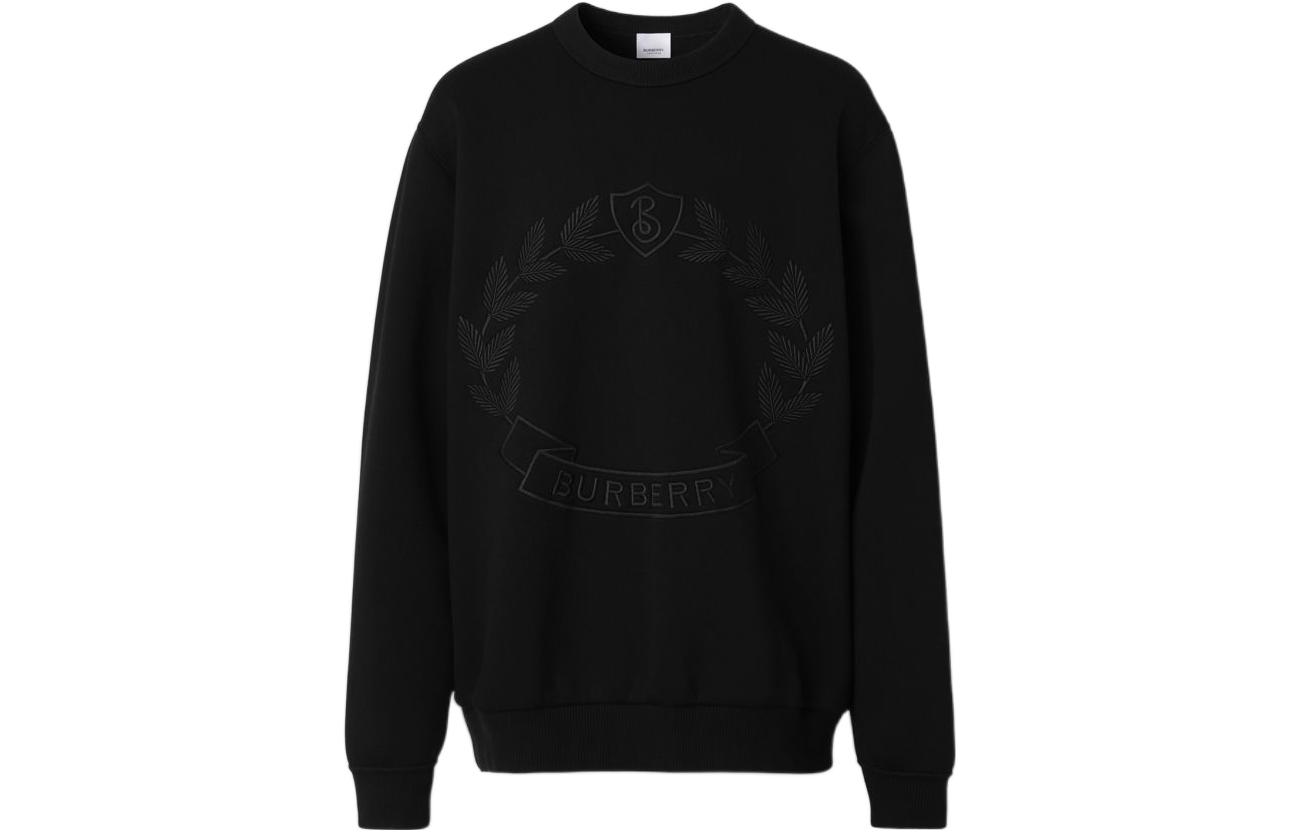 Burberry FW22 Black Embroidered Logo Pullover Sweatshirt Casual Wear 80609201