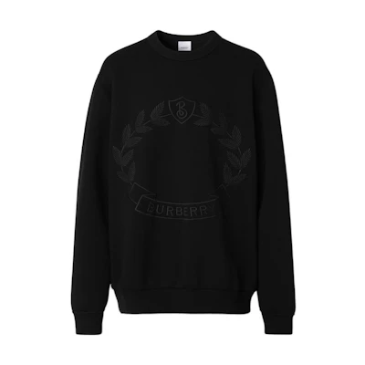 Burberry FW22 Black Embroidered Logo Pullover Sweatshirt Casual Wear 80609201