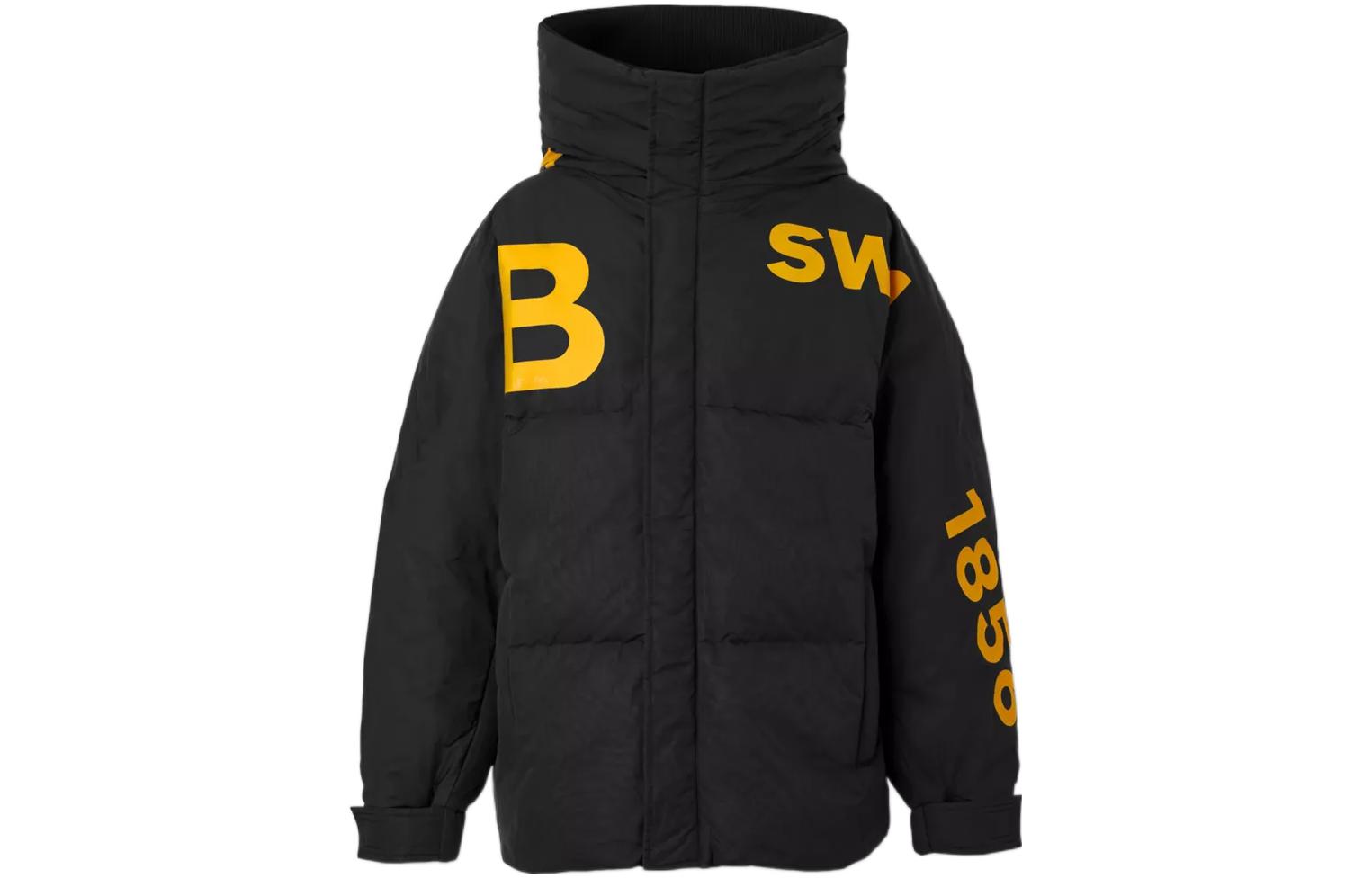 Burberry FW22 Black Quilted Hooded Down Jacket with Logo Print for Men 80608761 圖 2