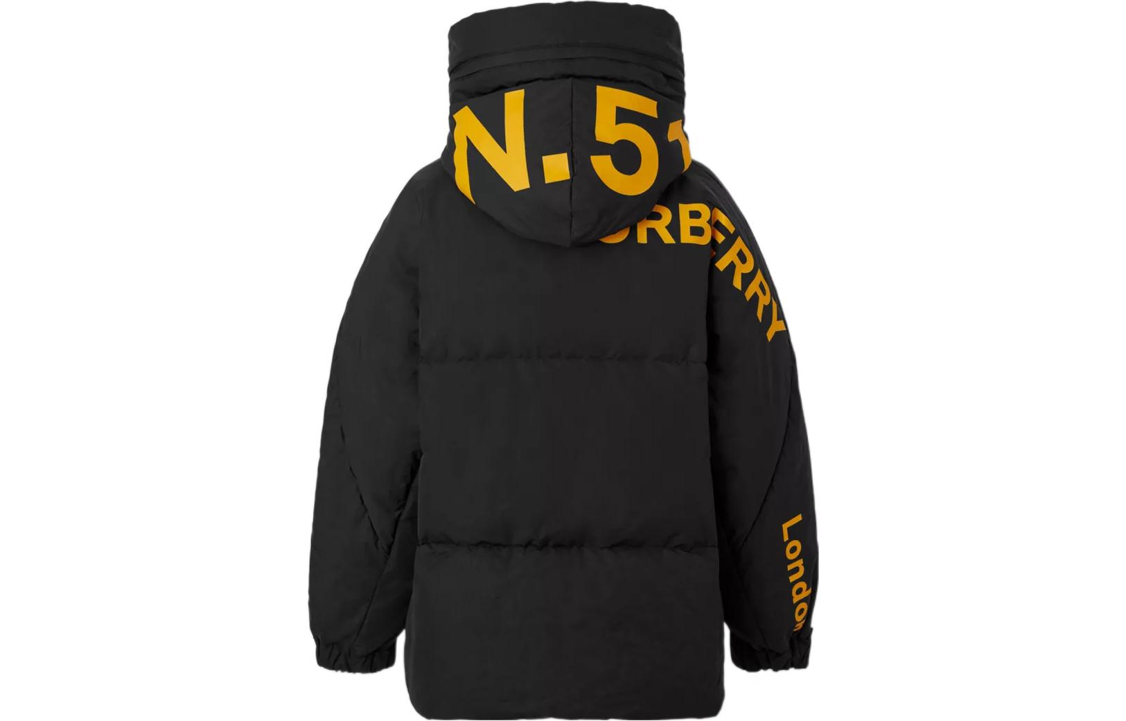 Burberry FW22 Black Quilted Hooded Down Jacket with Logo Print for Men 80608761 圖 3