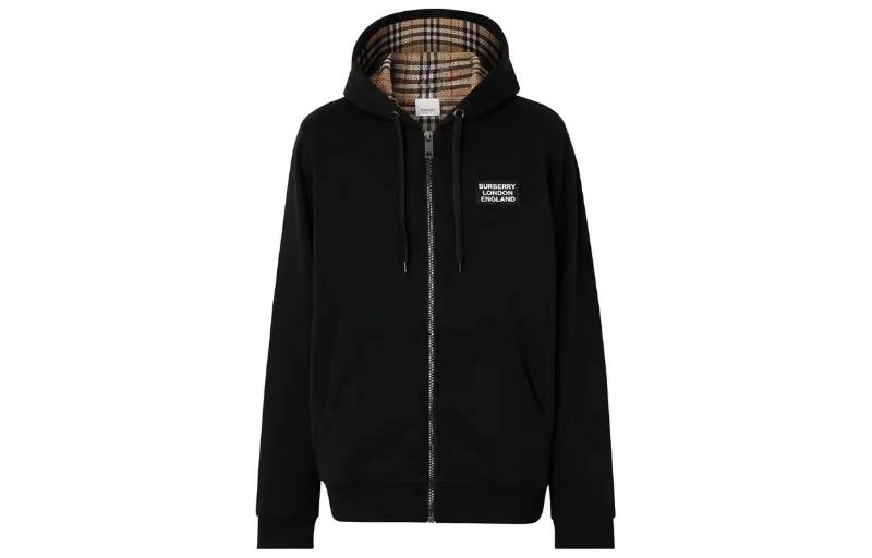 Burberry FW22 Black Solid Logo Hoodie for Men. 80259131
