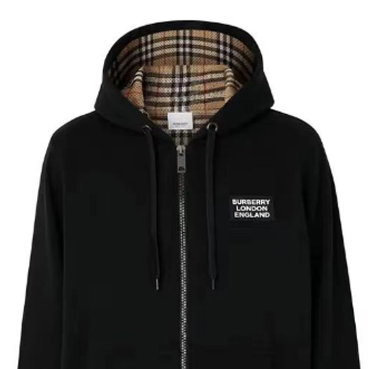 Burberry FW22 Black Solid Logo Hoodie for Men. 80259131 圖 7
