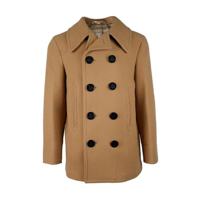 Burberry FW22 Brown Double-Breasted Mid-Length Coat for Men. 80363271