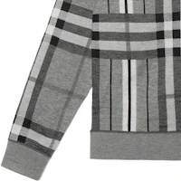 Sizing 버버리 FW22 체크 컬러블록 스트라이프 니트 가디건 남성 그레이 80587441