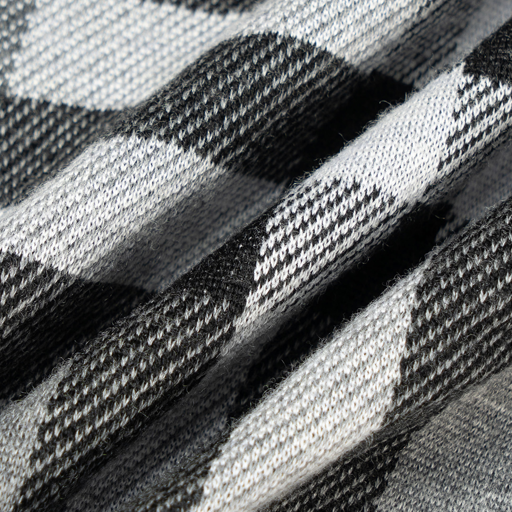 Cheap Burberry FW22 Check Colorblock Striped Jacquard Knit Cardigan Men Grey 80587441