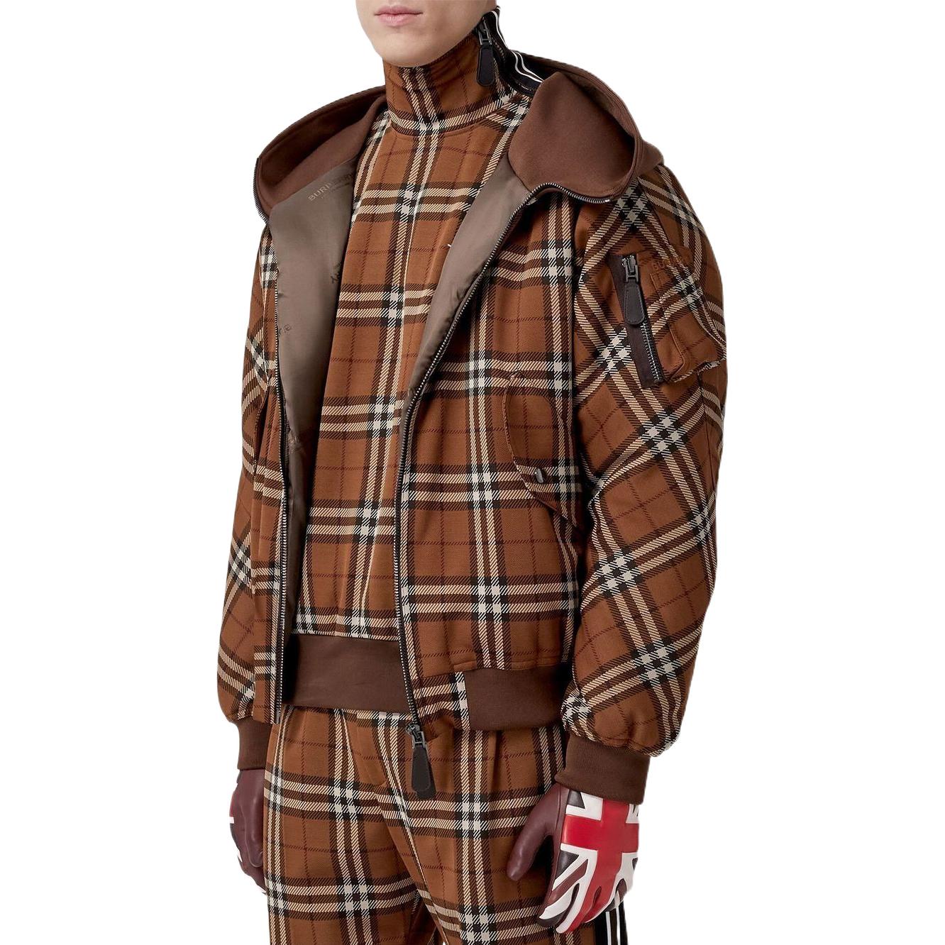 Burberry FW22 Check Hooded Long Sleeve Jacket Coat  Brown. 80608911 圖 5