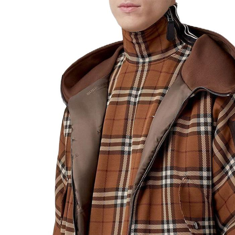 Burberry FW22 Check Hooded Long Sleeve Jacket Coat  Brown. 80608911 圖 7