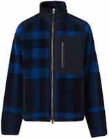 Order Burberry Jaket Zip-Up Panel Kotak FW22 Biru 80596831