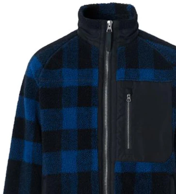 Burberry FW22 格紋拼接拉鍊外套 藍色 80596831 Purchase Burberry FW22 格紋拼接拉鍊外套 藍色 80596831