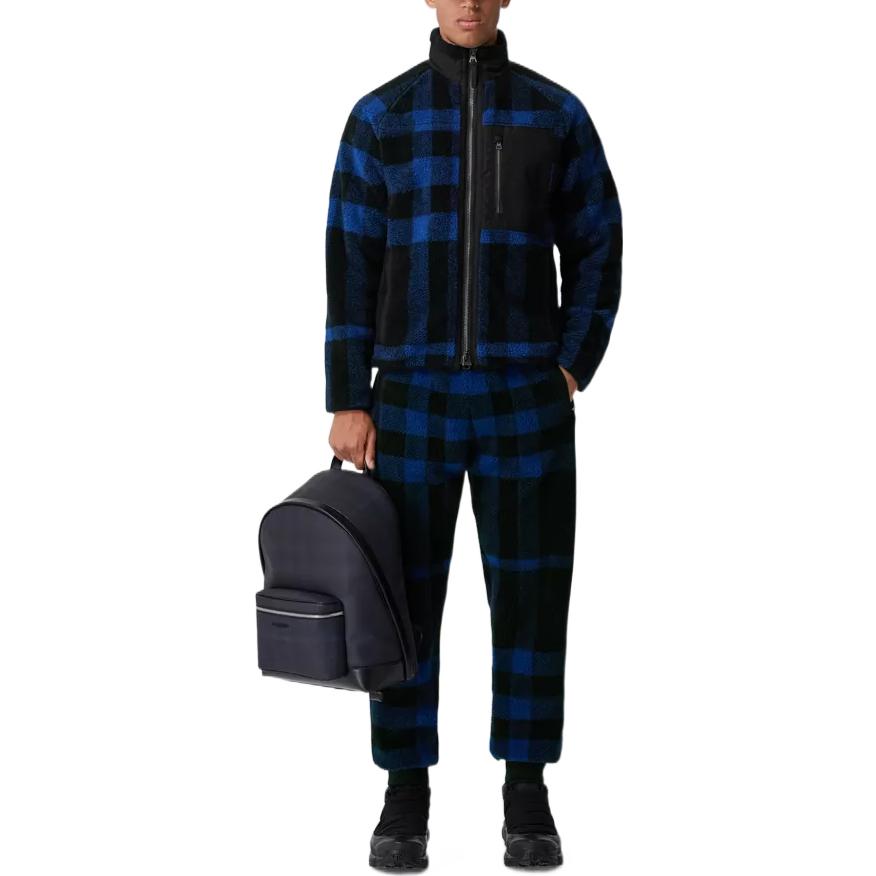 Details for Burberry FW22 格紋拼接拉鍊外套 藍色 80596831