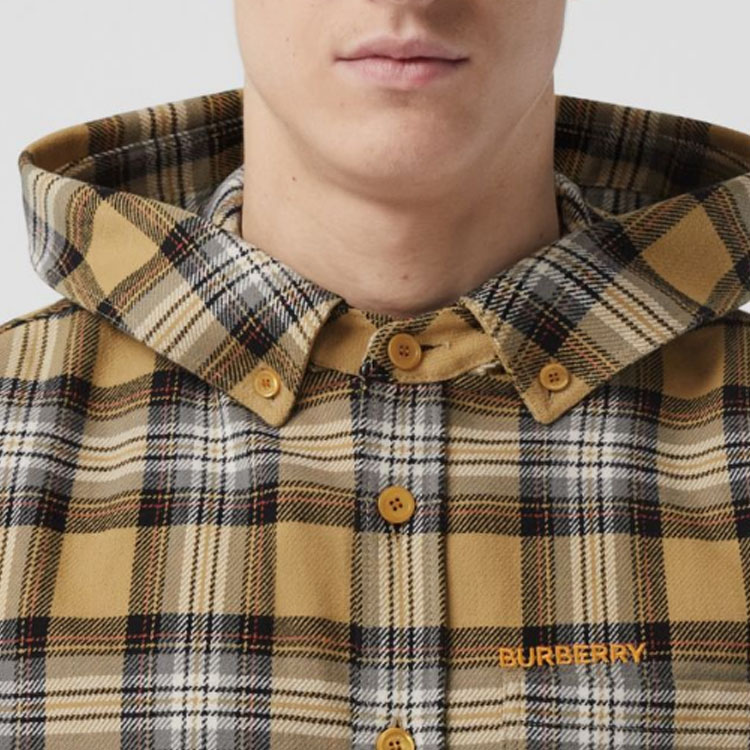 Burberry FW22 Check Patchwork Logo Embroidered Hooded Jacket Beige Men’s Coat. 80610511 圖 6