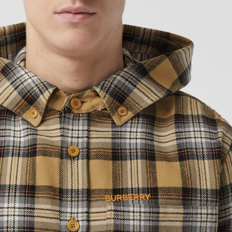Burberry FW22 Check Patchwork Logo Embroidered Hooded Jacket Beige Men’s Coat. 80610511 圖 7