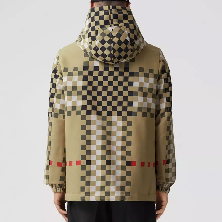 Sizing Burberry 2022秋冬格纹连帽扣衫夹克棕色男装 80651231