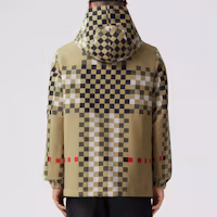 Sizing Jaket Hoodie Kancing Pola Kotak Burberry FW22 Coklat Pria. 80651231