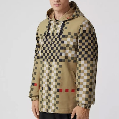 Burberry 2022秋冬格纹连帽扣衫夹克棕色男装 80651231 Cheap Burberry 2022秋冬格纹连帽扣衫夹克棕色男装 80651231