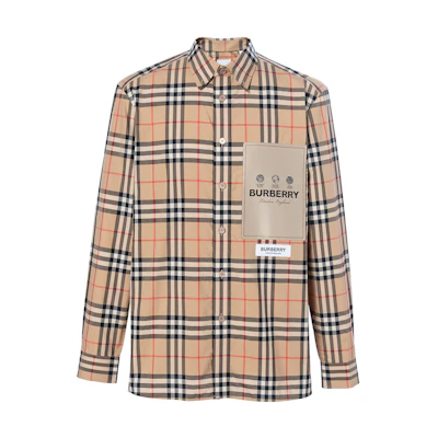Burberry FW22 Check Pattern Long Sleeve Shirt Brown Style. 80574611