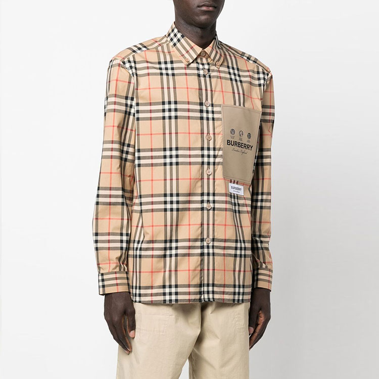 Burberry FW22 Check Pattern Long Sleeve Shirt Brown  Style. 80574611 圖 6