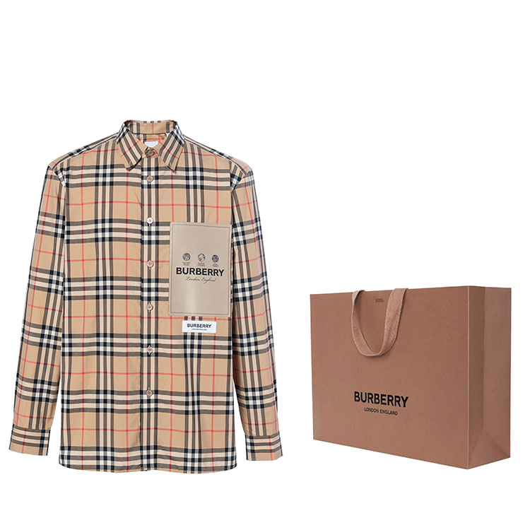 Burberry FW22 Check Pattern Long Sleeve Shirt Brown  Style. 80574611 圖 7