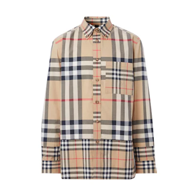 Burberry FW22 Check Print Long Sleeve Casual Shirt Beige 80608001