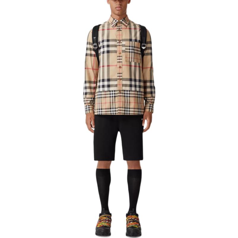 Burberry FW22 Check Print Long Sleeve Casual Shirt Beige 80608001 圖 3