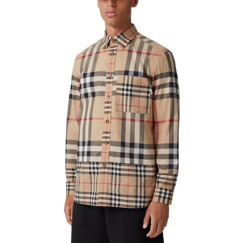 Burberry FW22 Check Print Long Sleeve Casual Shirt Beige 80608001 圖 5
