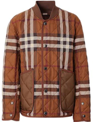 Burberry FW22 Check Quilted Bomber Jacket Dark Brown 80544541 Order Burberry FW22 Check Quilted Bomber Jacket Dark Brown 80544541