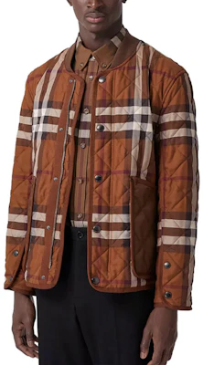 Burberry FW22 Check Quilted Bomber Jacket Dark Brown 80544541 Lookbook Burberry FW22 Check Quilted Bomber Jacket Dark Brown 80544541