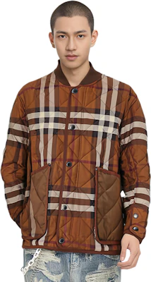 Burberry FW22 Check Quilted Bomber Jacket Dark Brown 80544541 Shop Burberry FW22 Check Quilted Bomber Jacket Dark Brown 80544541