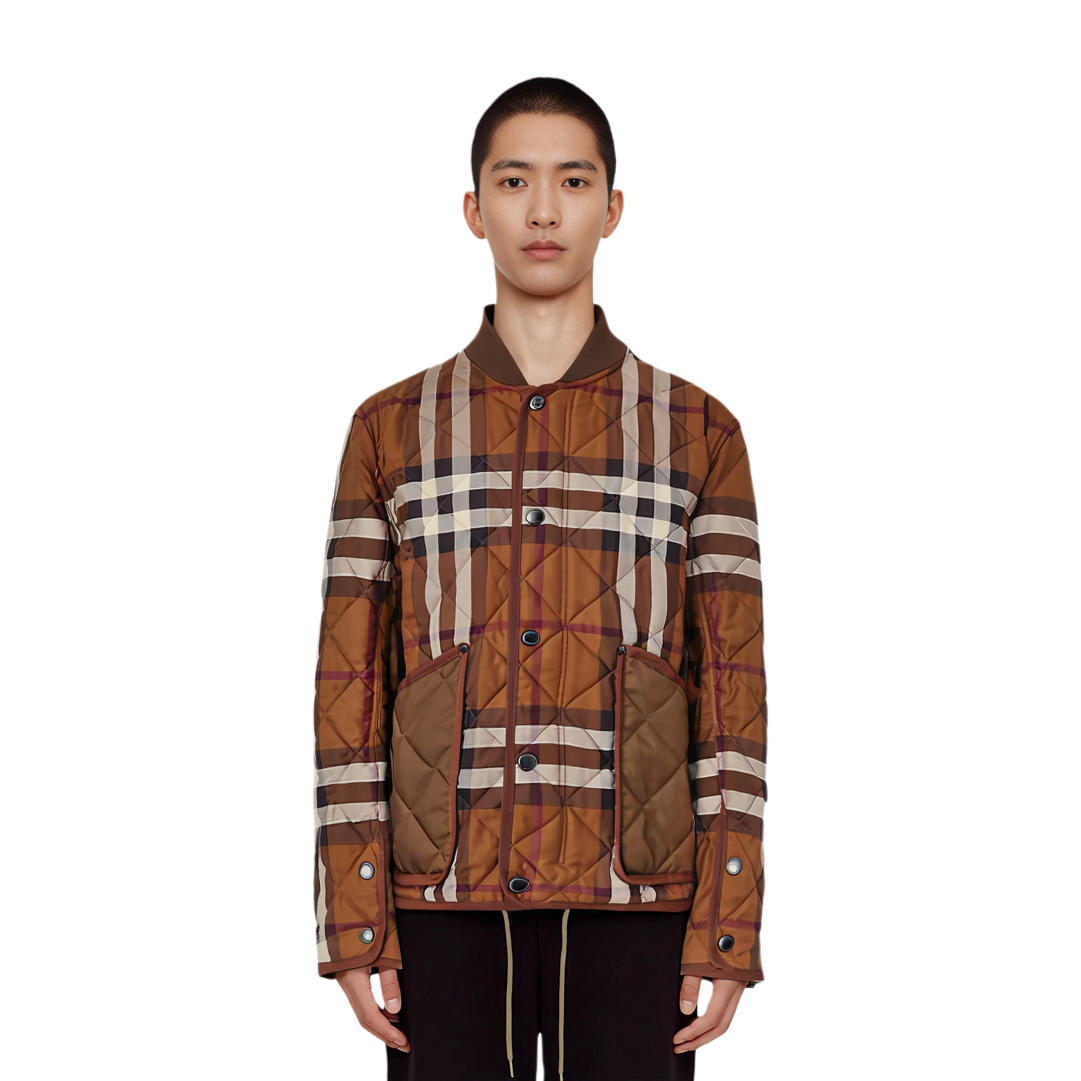 Burberry FW22 Check Quilted Bomber Jacket  Dark Brown 80544541 圖 5