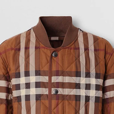 Burberry FW22 Check Quilted Bomber Jacket Dark Brown 80544541 Details for Burberry FW22 Check Quilted Bomber Jacket Dark Brown 80544541