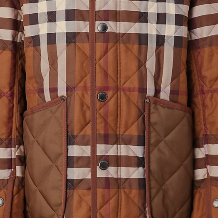 Burberry FW22 Check Quilted Bomber Jacket  Dark Brown 80544541 圖 7