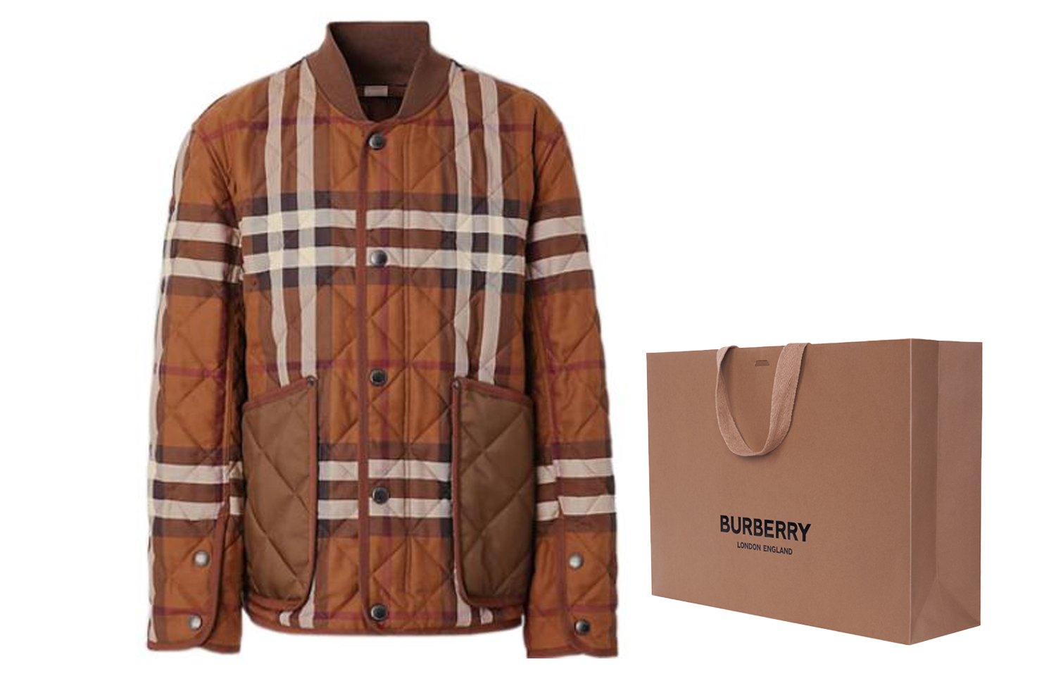 Burberry FW22 Check Quilted Bomber Jacket  Dark Brown 80544541 圖 8