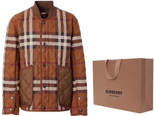 Burberry FW22 Check Quilted Bomber Jacket Dark Brown 80544541 Cheap Burberry FW22 Check Quilted Bomber Jacket Dark Brown 80544541