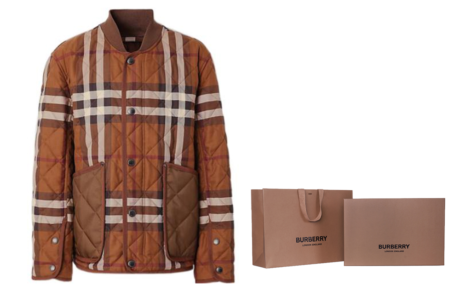 Burberry FW22 Check Quilted Bomber Jacket  Dark Brown 80544541 圖 9