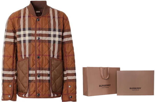 Burberry FW22 Check Quilted Bomber Jacket Dark Brown 80544541 1