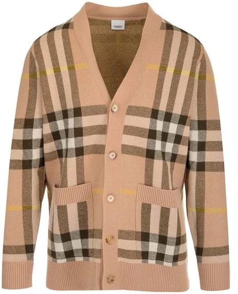 burberry-fw-22-check-v-neck-button-up-knit-sweater-khaki-80540981