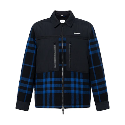 Burberry FW22 Checkered Full-Zip Jacket for Men - Blue 80606131