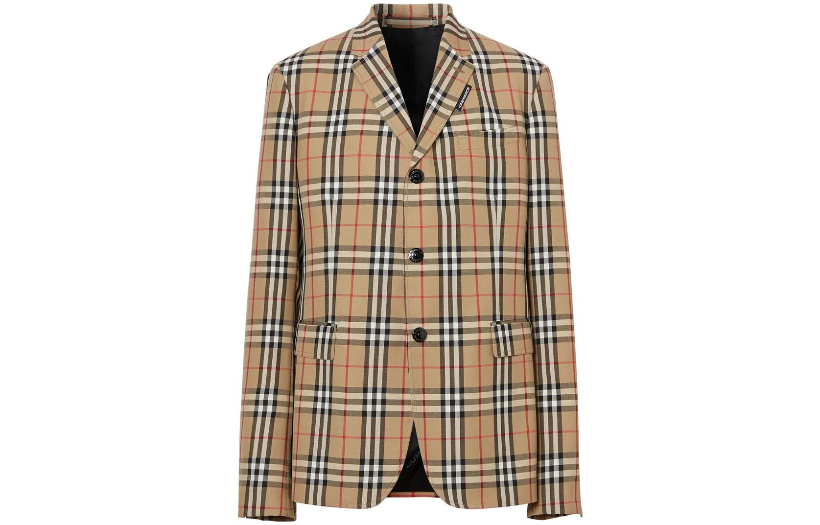 Burberry FW22 Checkered Single-Breasted Long Sleeve Blazer Jacket Khaki . 80225441 圖 2
