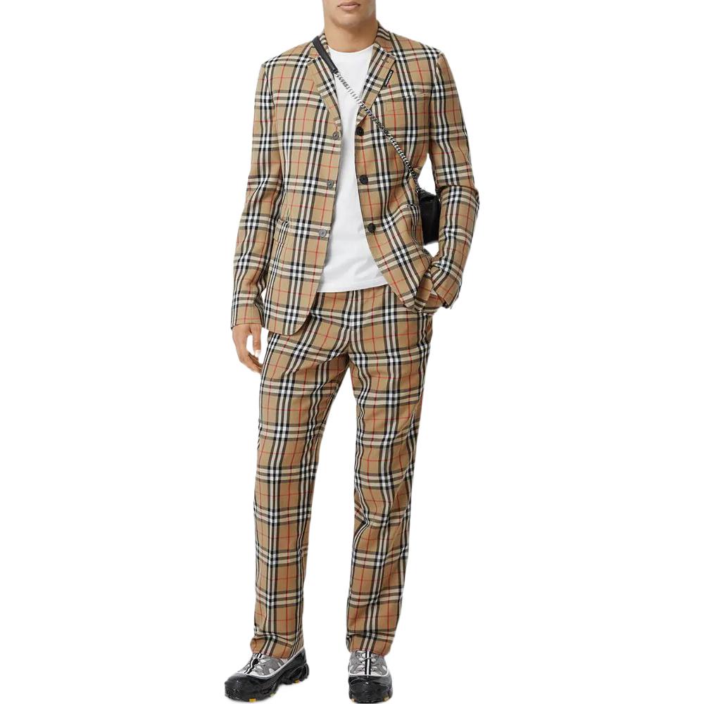 Burberry FW22 Checkered Single-Breasted Long Sleeve Blazer Jacket Khaki . 80225441 圖 3