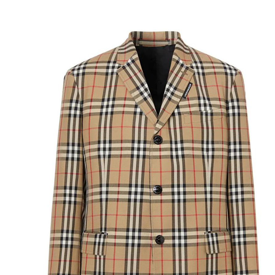 Burberry FW22 Checkered Single-Breasted Long Sleeve Blazer Jacket Khaki . 80225441 圖 6
