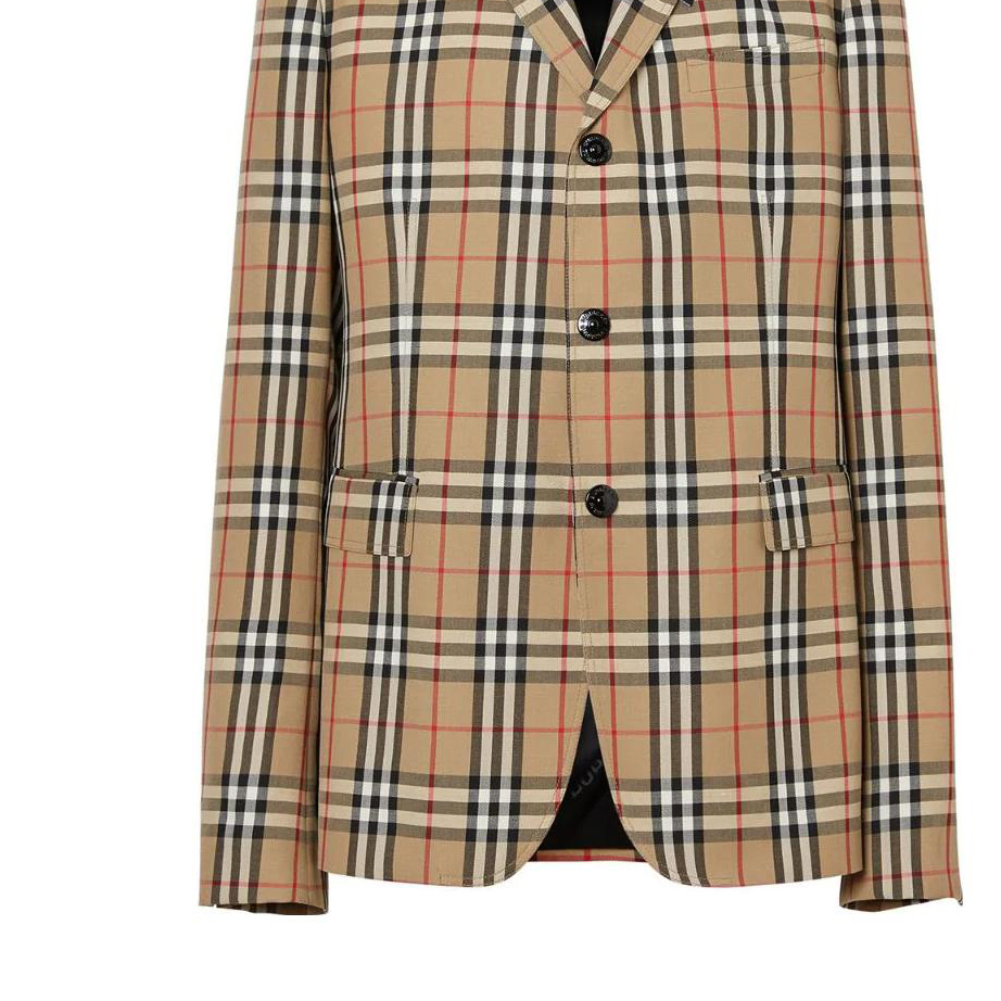 Burberry FW22 Checkered Single-Breasted Long Sleeve Blazer Jacket Khaki . 80225441 圖 7