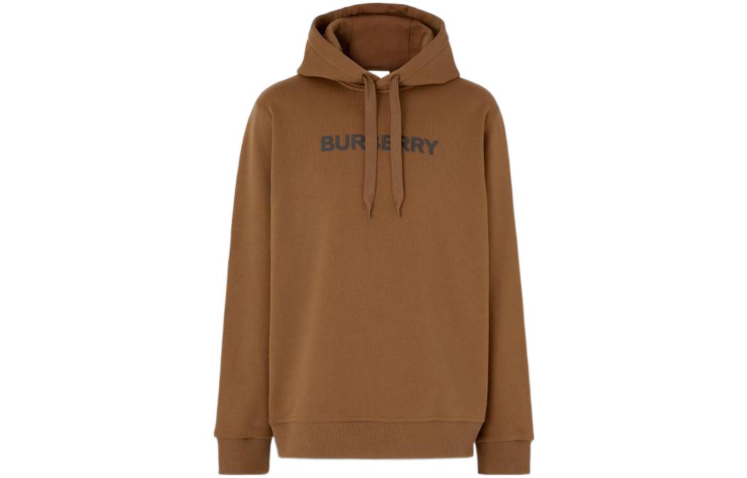 Burberry FW22 Chest Logo Print Hoodie Dark Birch Brown Pullover Sweater 80651481