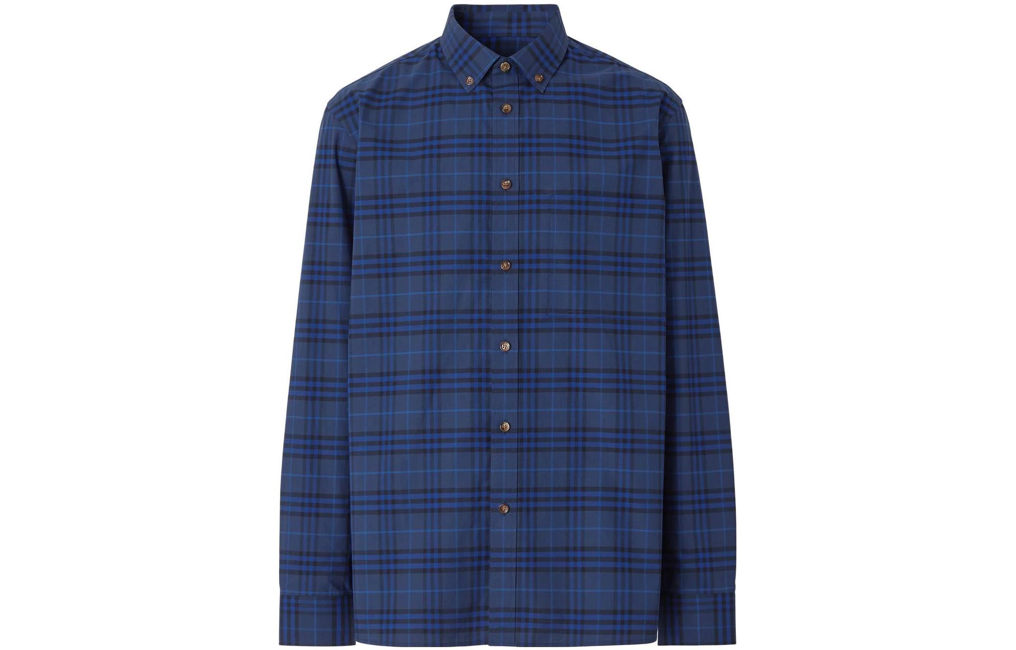 Burberry FW22 Classic Check Long Sleeve Shirt Ocean Blue . 80481211