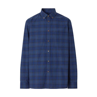 Burberry FW22 Classic Check Long Sleeve Shirt Ocean Blue . 80481211