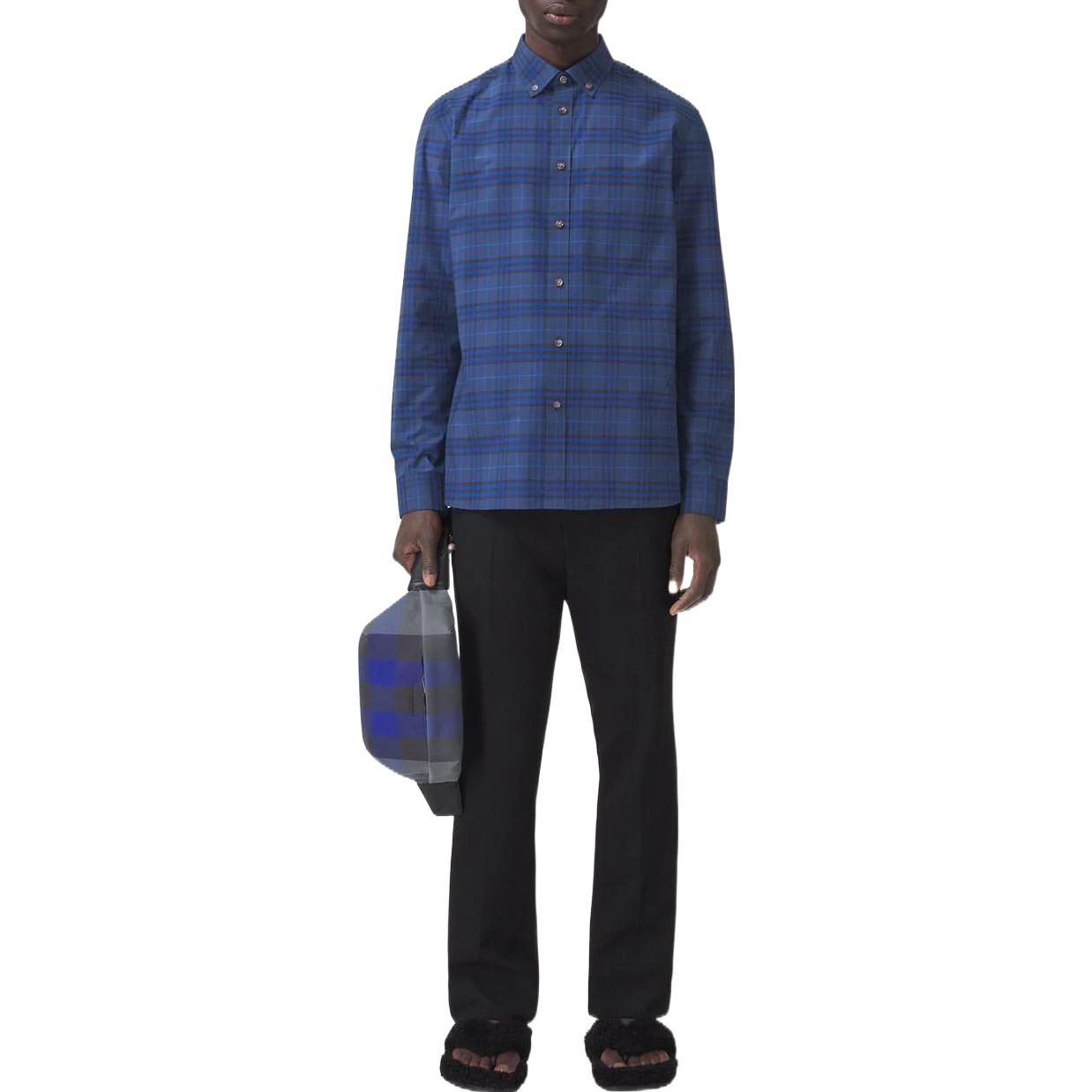 Burberry FW22 Classic Check Long Sleeve Shirt Ocean Blue . 80481211 圖 3